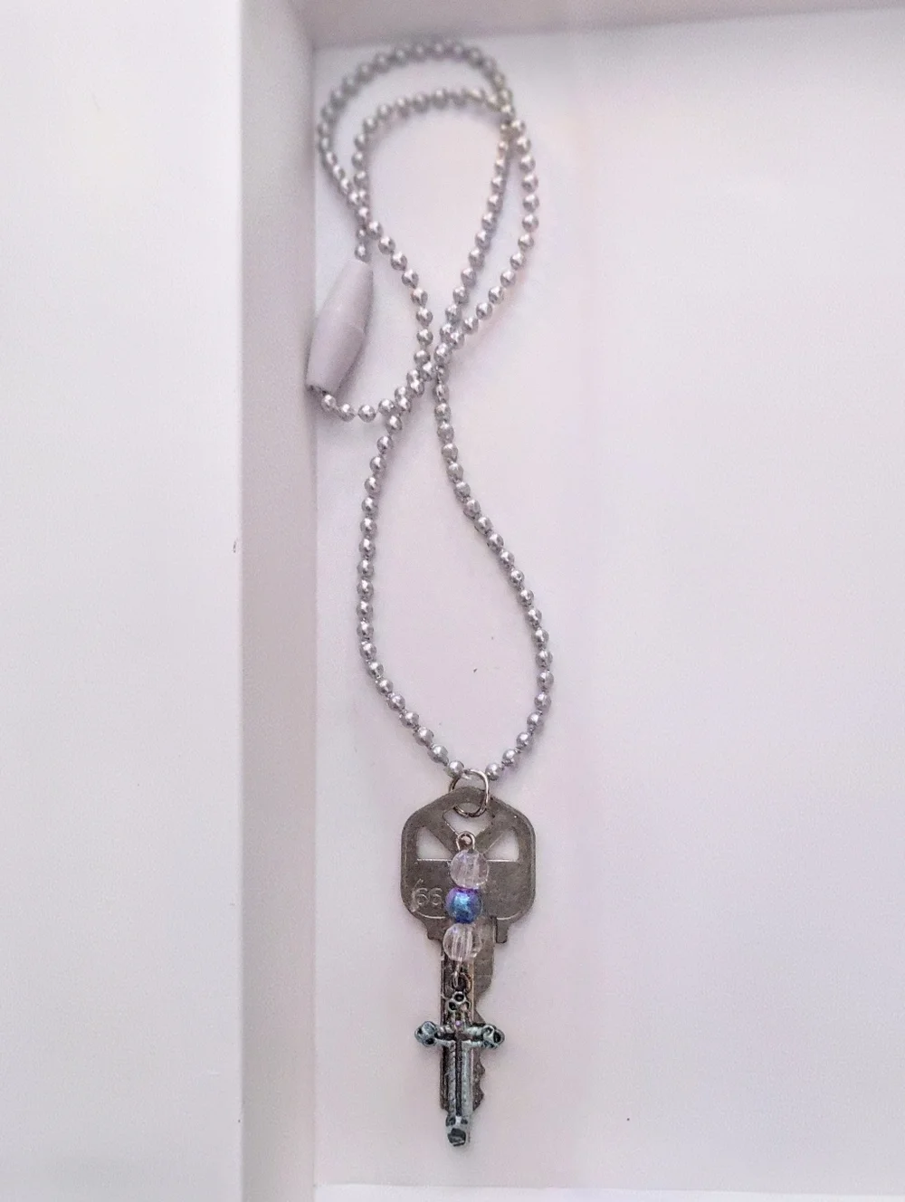 Kid's Key Necklace with Beads & Christian Cross - Picture 11 of 16